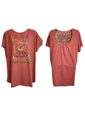 Joei & I Butterfly Christian Graphic T-Shirt Pink 2XL